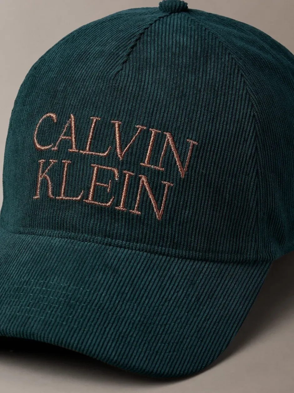 Mutsen, Sjaals En Handschoenen|Calvin Klein - Corduroy Cap Blauwgroen