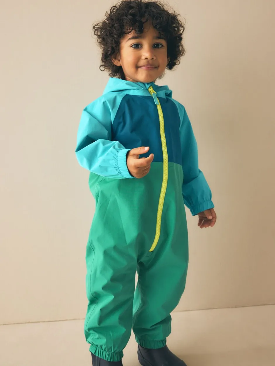 Jassen, Jacks En Kinderwagenpakjes|Jassen En Jacks|Next Blauw/Groen - Colourblock Puddlesuit (3mths-7yrs)