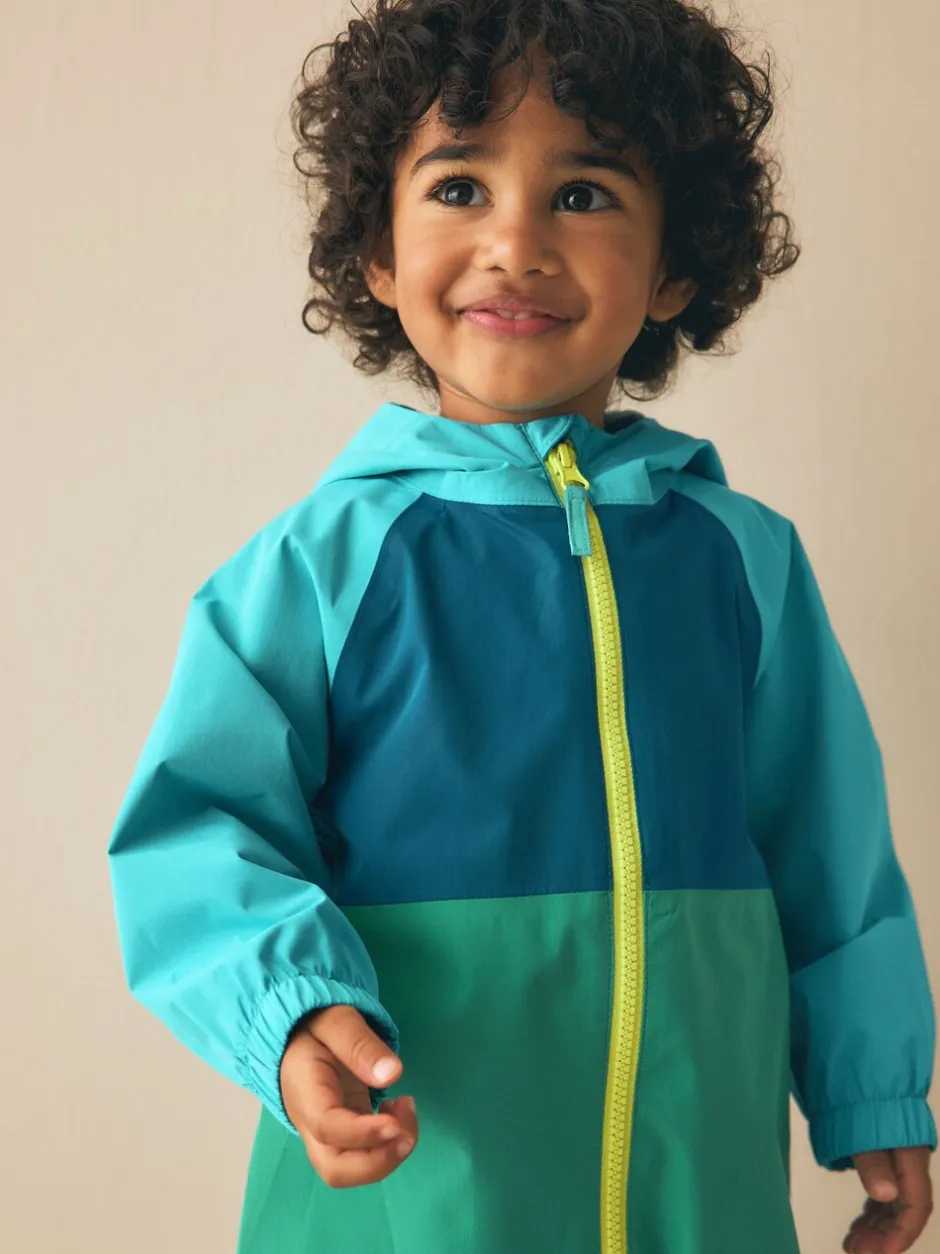 Jassen, Jacks En Kinderwagenpakjes|Jassen En Jacks|Next Blauw/Groen - Colourblock Puddlesuit (3mths-7yrs)