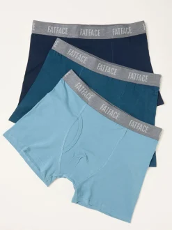Ondergoed|Ondergoed|Fat Face - FatFace 3 Pairs of Plain Boxers Blauwgroen