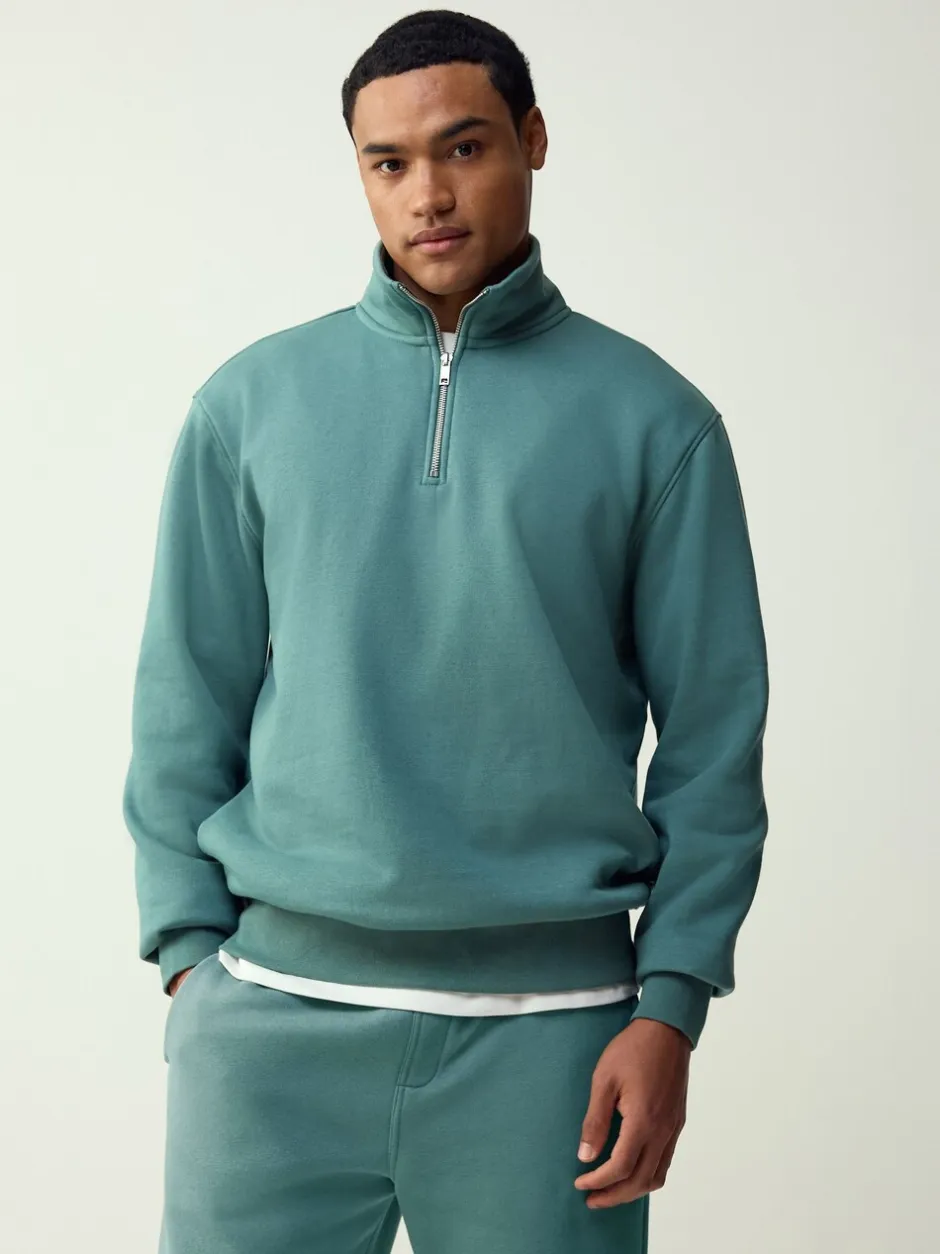 Sweaters En Hoody´S|Sweaters En Hoody´S*Next Blauwgroen - Kwartrits - Sweatshirt van jersey met hoog katoengehalte
