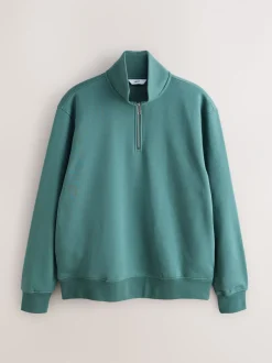 Sweaters En Hoody´S|Sweaters En Hoody´S*Next Blauwgroen - Kwartrits - Sweatshirt van jersey met hoog katoengehalte