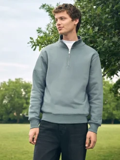 Sweaters En Hoody´S|Sweaters En Hoody´S*Next Blauw/Groen - Kwartrits - Sweatshirt van jersey met hoog katoengehalte