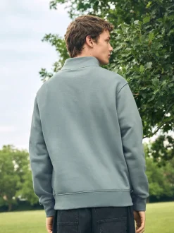Sweaters En Hoody´S|Sweaters En Hoody´S*Next Blauw/Groen - Kwartrits - Sweatshirt van jersey met hoog katoengehalte