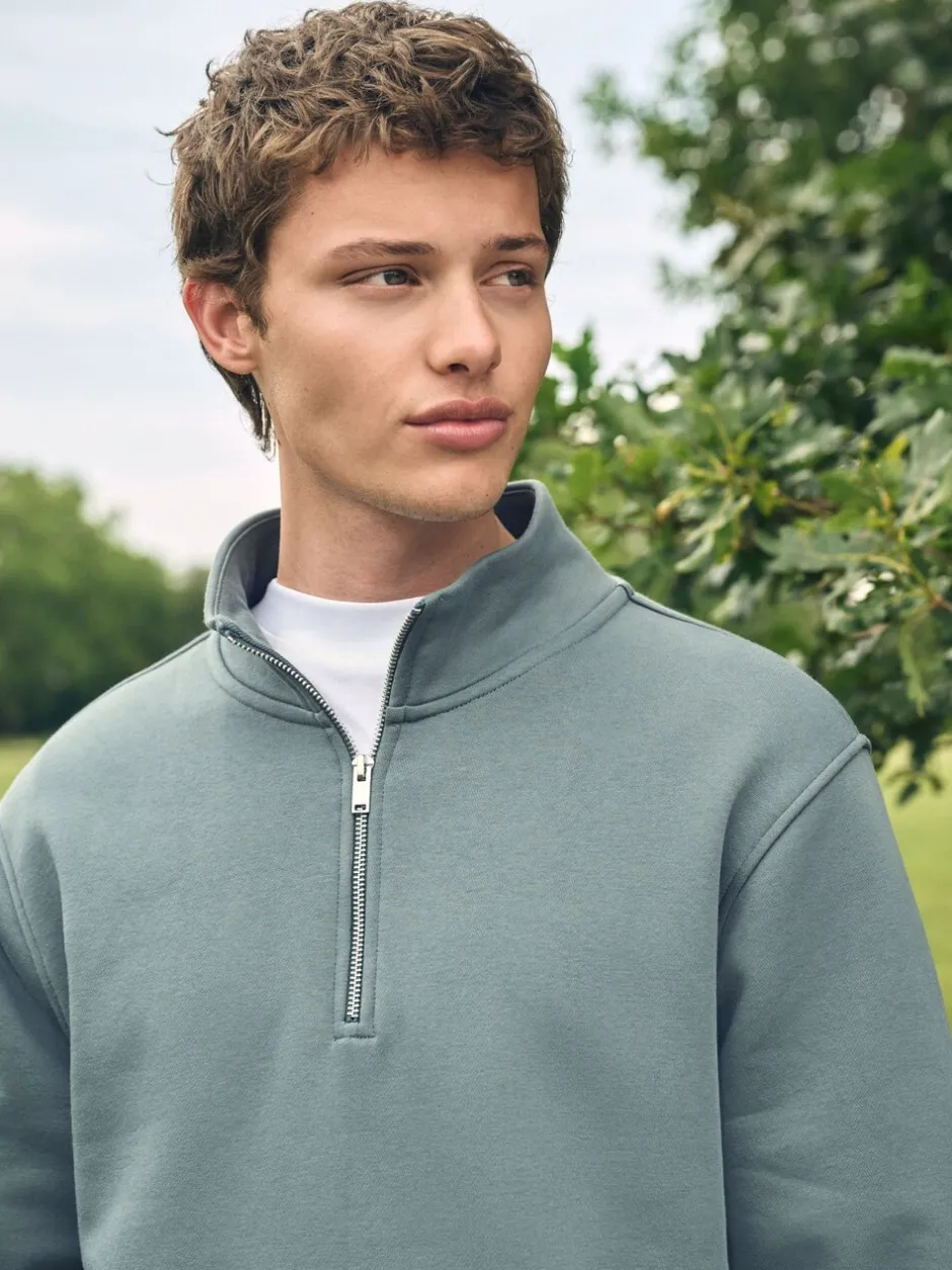 Sweaters En Hoody´S|Sweaters En Hoody´S*Next Blauw/Groen - Kwartrits - Sweatshirt van jersey met hoog katoengehalte