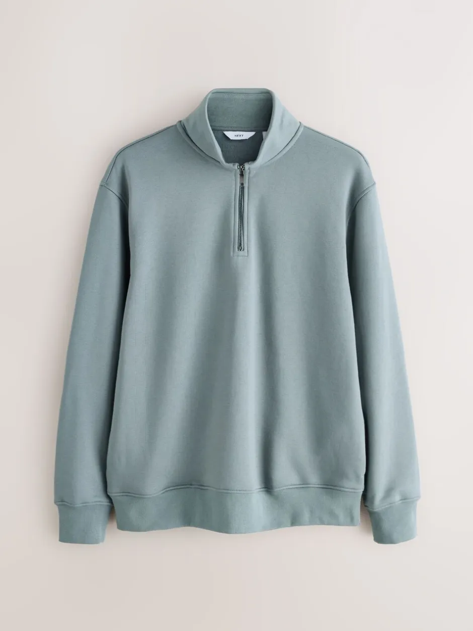 Sweaters En Hoody´S|Sweaters En Hoody´S*Next Blauw/Groen - Kwartrits - Sweatshirt van jersey met hoog katoengehalte