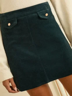 Rokken*Love & Roses - Corduroy Mini Skirt Blauwgroen