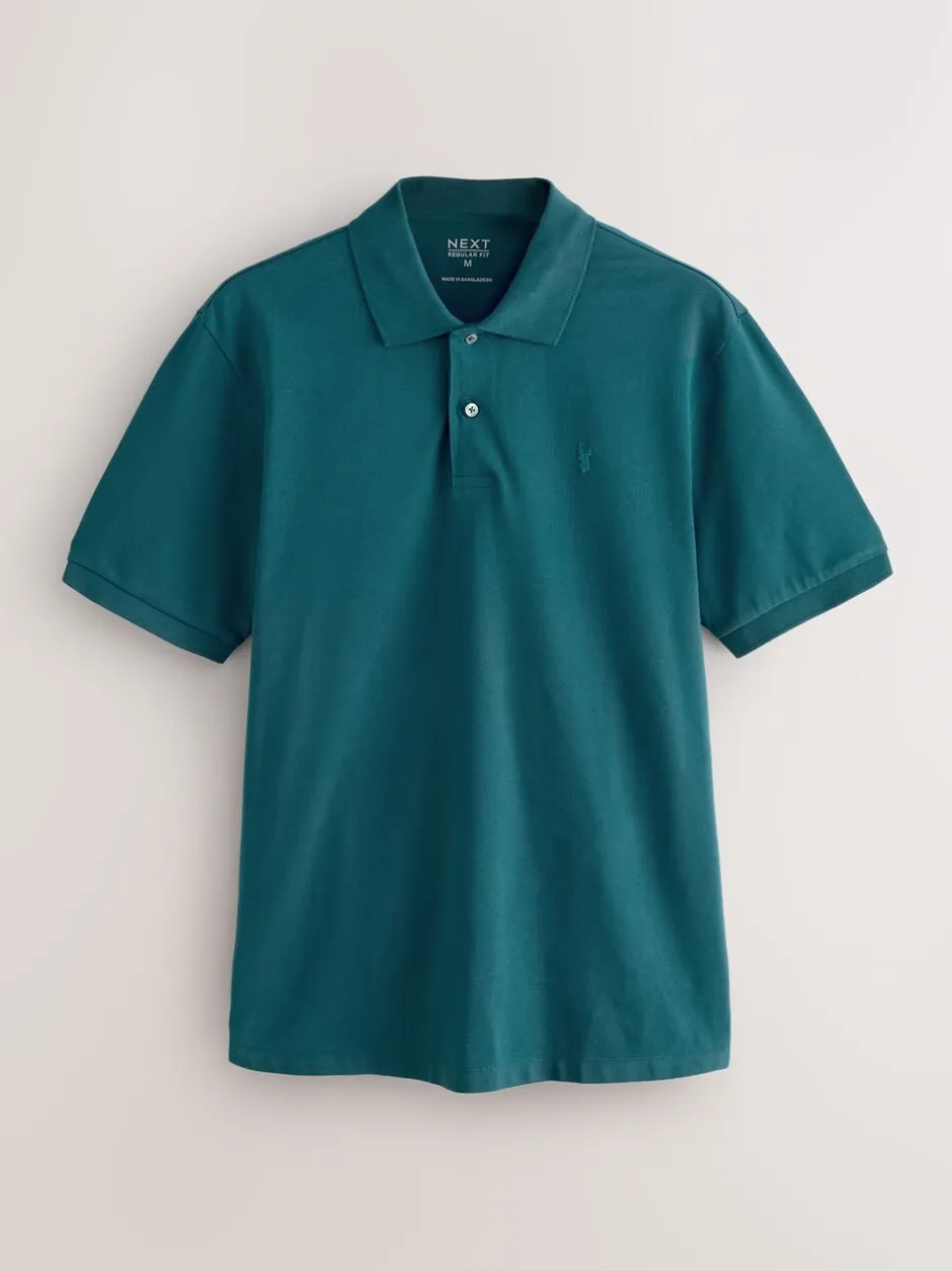 Poloshirts*Next Blauwgroen - Normale Pasvorm - Piqué poloshirt met korte mouwen