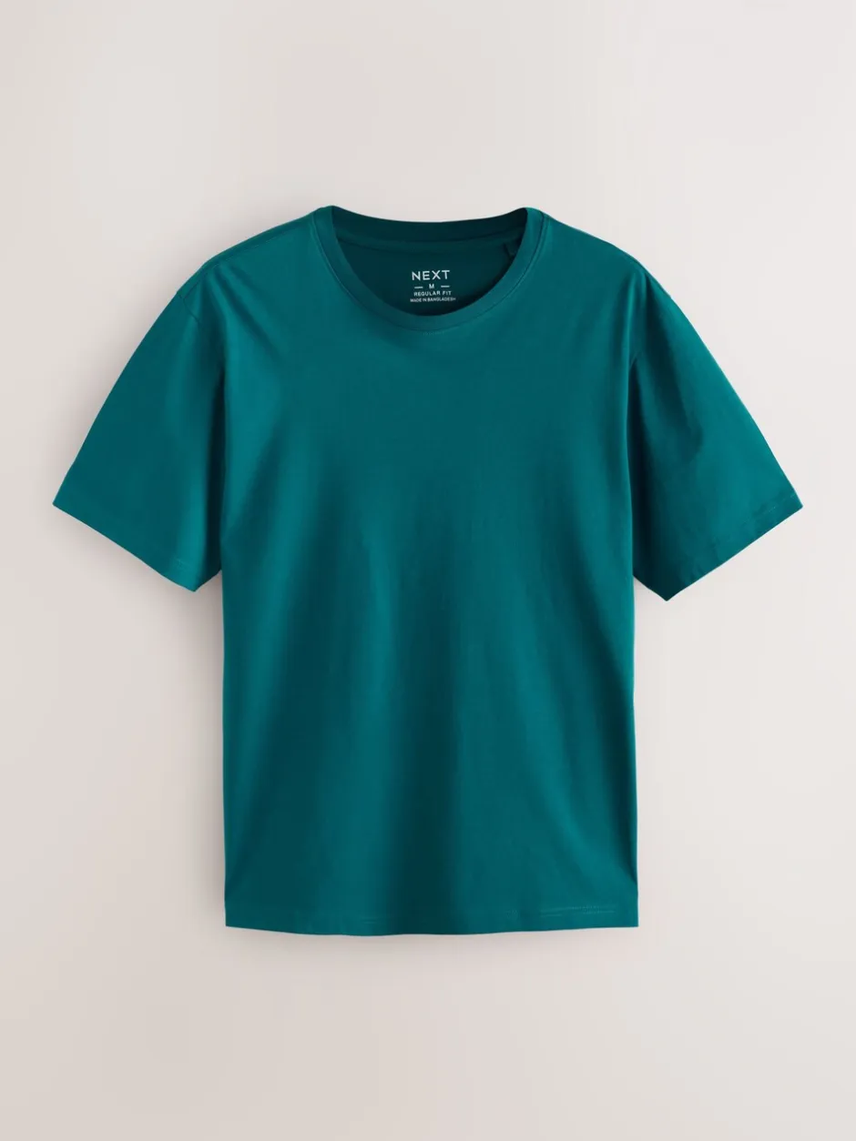 T-Shirts En Hemden|Next Blauwgroen - Normale Pasvorm - Essentieel katoenen T-shirt met ronde hals