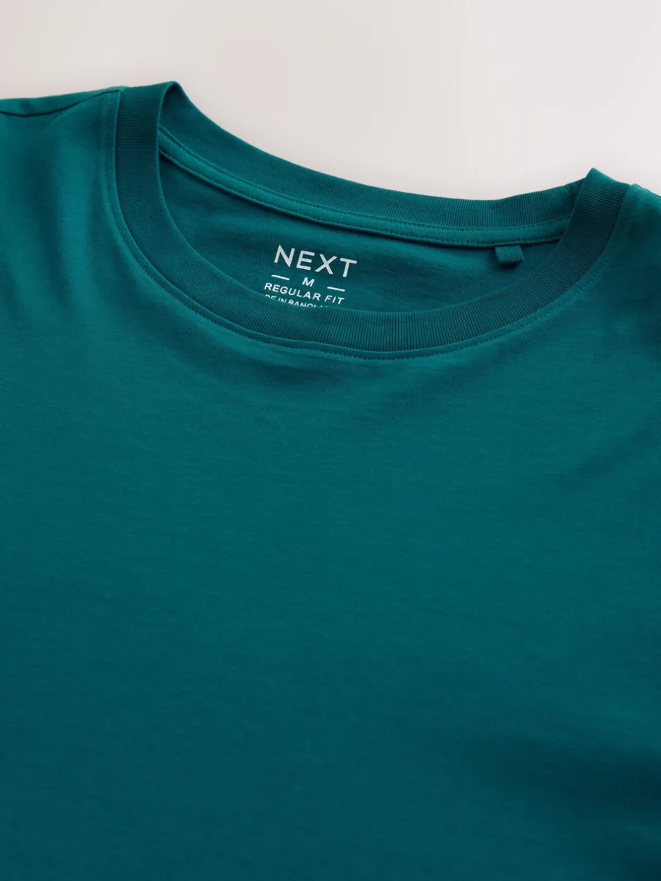 T-Shirts En Hemden|Next Blauwgroen - Normale Pasvorm - Essentieel katoenen T-shirt met ronde hals