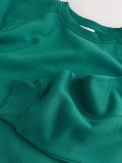 Hoody's En Sweatshirts|Next - Relaxed Fit Heavyweight Longline Crew Neck Sweatshirt Blauwgroen