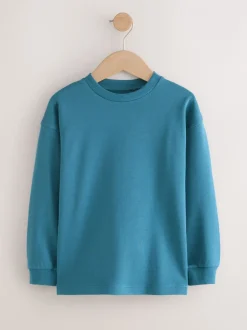 T-Shirts|Tops*Next Blauwgroen - Relaxed Fit Long Sleeve Heavyweight T-Shirt (3-16yrs)