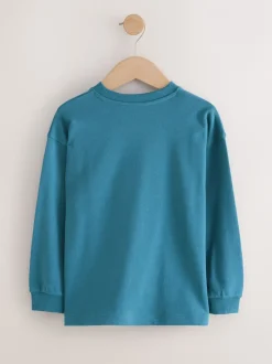 T-Shirts|Tops*Next Blauwgroen - Relaxed Fit Long Sleeve Heavyweight T-Shirt (3-16yrs)