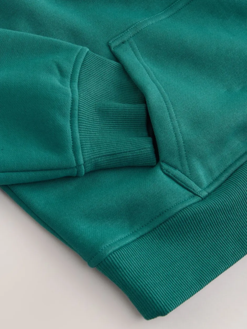 Hoody's En Sweatshirts|Next - Relaxed fit sweatshirt van zware katoenrijke jersey met ritssluiting bij de hals Blauwgroen
