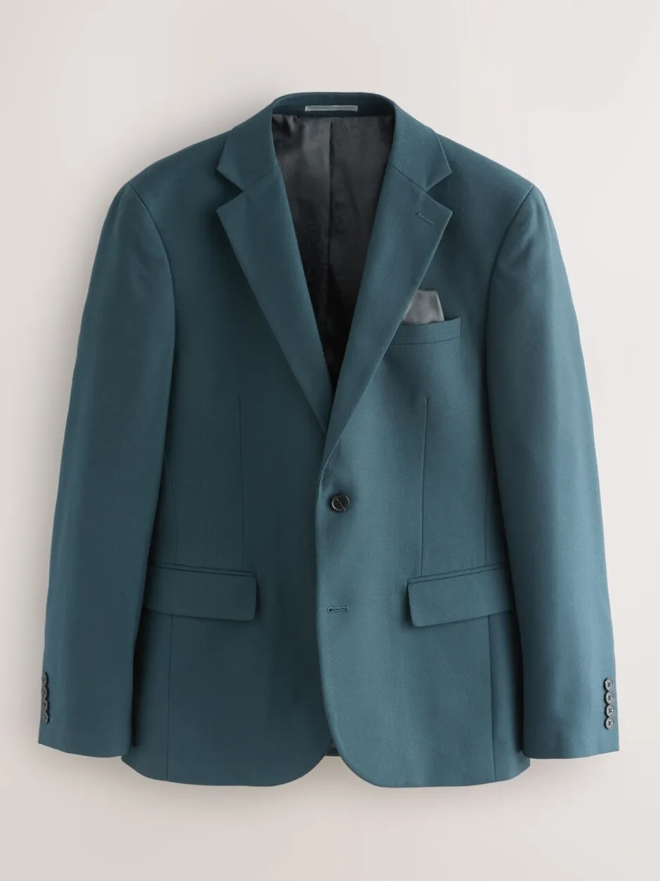 Blazers En Business-Jasjes|Pakken*Next Blauwgroen - Slim Fit - Kostuum met textuur: colbert