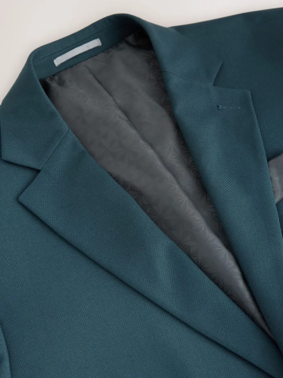 Blazers En Business-Jasjes|Pakken*Next Blauwgroen - Slim Fit - Kostuum met textuur: colbert