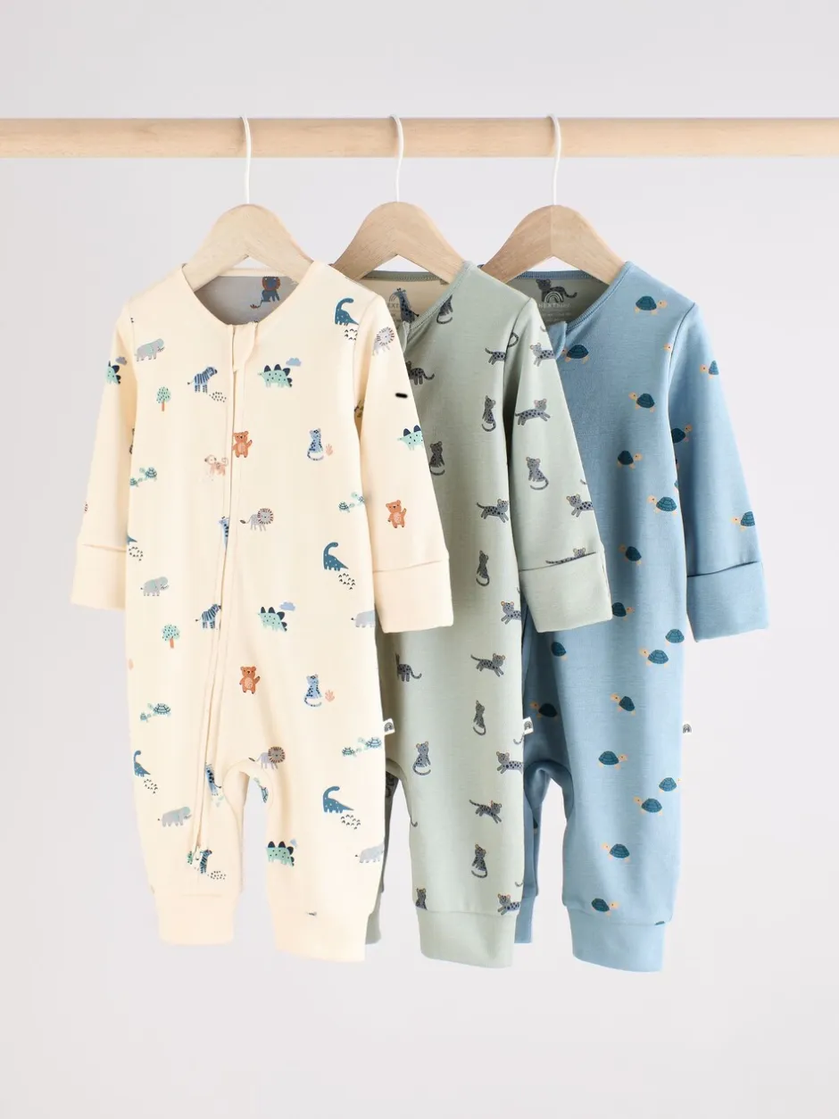 Multipacks|Babypakjes En Babypyjama's*Next Blauwgroen - Verpakking van 3 baby-pyjama's met rits en print (0mnd -3jr)