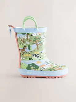 Laarzen*Next Blauw/groen met boerderij - Laarzen met handgreep