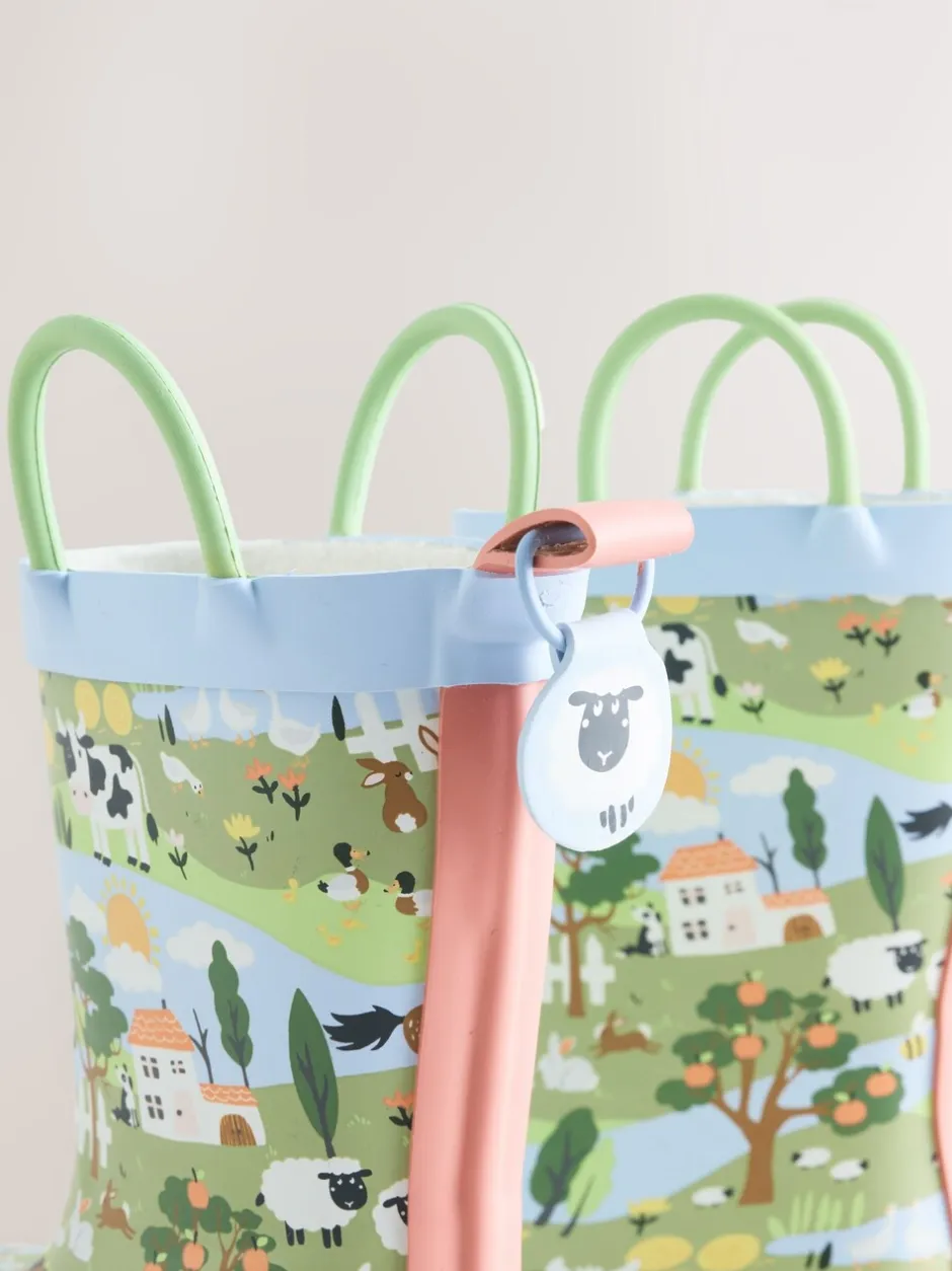 Laarzen*Next Blauw/groen met boerderij - Laarzen met handgreep
