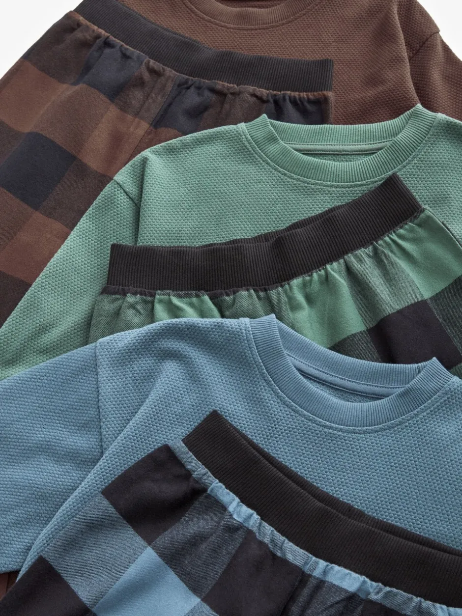 Pyjama's|Nachtkleding En Pyjama's|Next - Verpakking van 3 geweven geruite pyjama's (3-16 jr) Blauw/Groen/Bruin