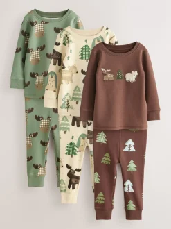 Nachtkleding En Pyjama's|Pyjama's*Next - Verpakking van 3 knusse pyjama's (9 mnd-8 jr) Blauwgroen/ecru Animal