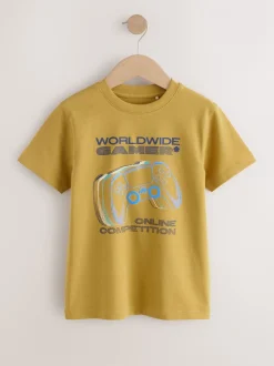 T-Shirts|Tops|Next Blauw/groen/geel - Regular fit T-shirts met grafische print en korte mouwen 3 stuks (3-16jr)