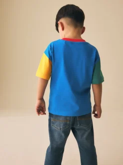 T-Shirts|Tops*Next Blauw/groen/gele graafmachine - T-shirt met korte mouwen en kleurblokken (3mnd-7jr) (3mnd-7jr)
