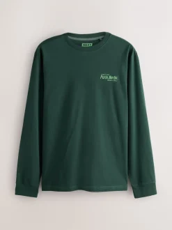 T-Shirts En Hemden|Next Blauw/Groen/Kiezelkleurig - Relaxed Fit Long Sleeve Graphic Multipack T-Shirt