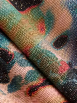 Badkleding|Next - Diepuitgesneden buikbedekkend badpak Blauwgroen/Roze Metallic Animal