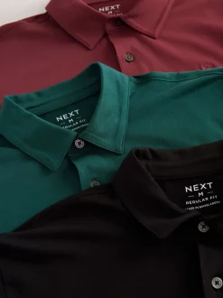 Poloshirts*Next Blauwgroen/Zwart/Roest Rood - Set van 3 jersey poloshirts met korte mouwen