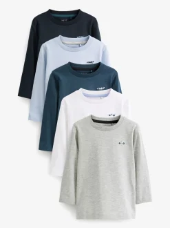 Tops|T-Shirts*Next - Set van 5 T-shirts met lange mouwen (3 mnd-7 jr) Blauw/marine