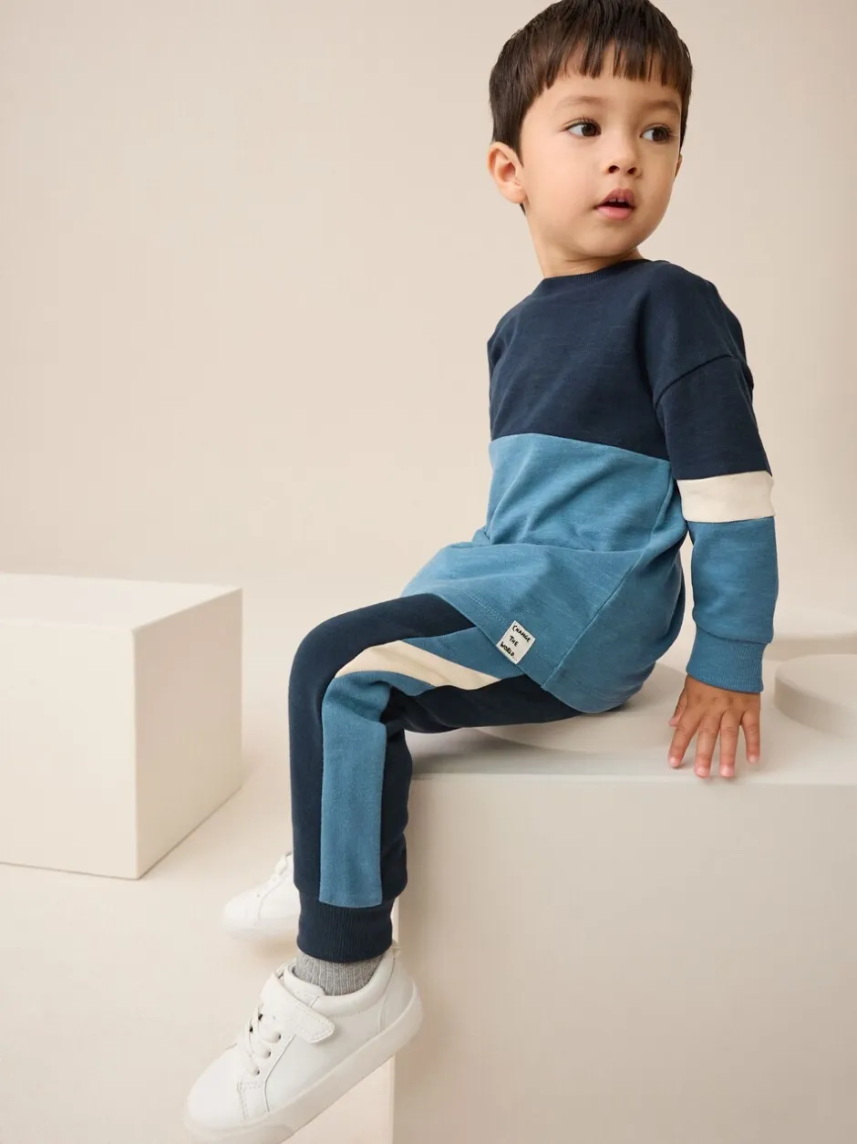 Tops|Sets En Combisets*Next - Set van zacht T-shirt met lange mouwen en joggingbroek (3mnd-7jr) Blauw/marine