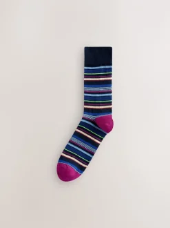 Sokken|Sokken|Next Blauw/oranje - Set van 8 sokken met patroon