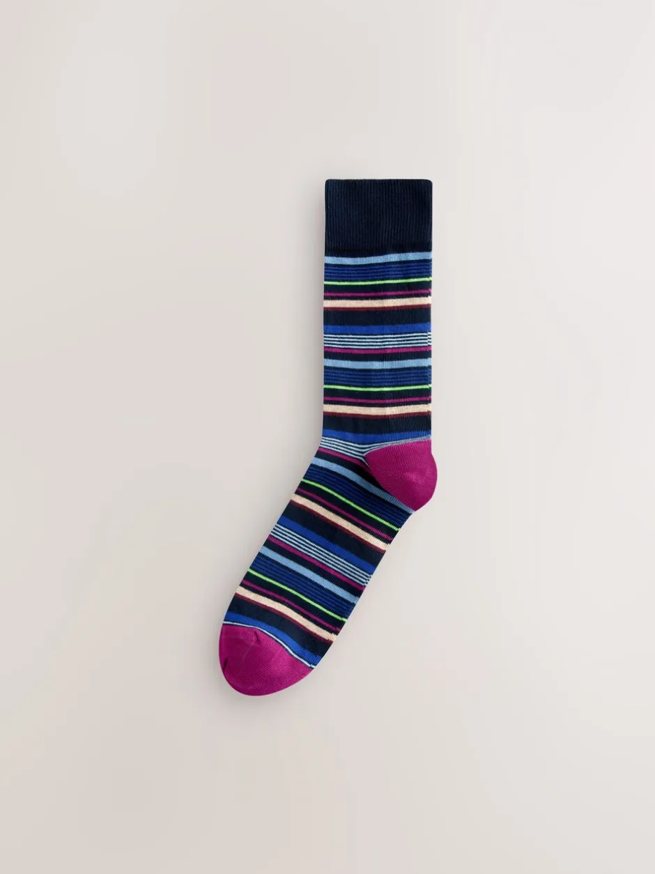 Sokken|Sokken|Next Blauw/oranje - Set van 8 sokken met patroon
