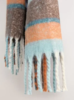 Mutsen, Handschoenen En Sjaals*Next - Zware sjaal van geborstelde stof Blauw/oranje