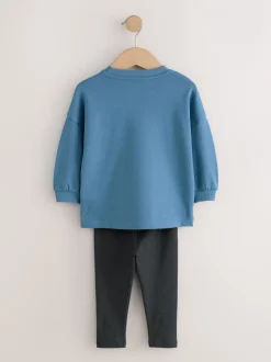 Tops|Sets En Outfits*Next Blauw/pastelgeel/groen - Set van 3 lange mouwen top en legging (3mnd -7jr)
