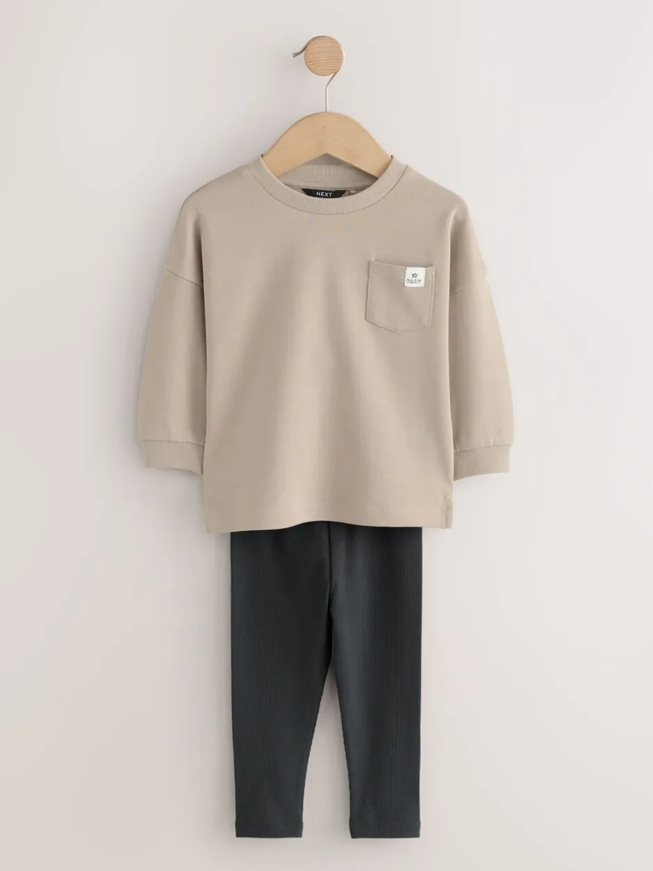 Tops|Sets En Outfits*Next Blauw/pastelgeel/groen - Set van 3 lange mouwen top en legging (3mnd -7jr)