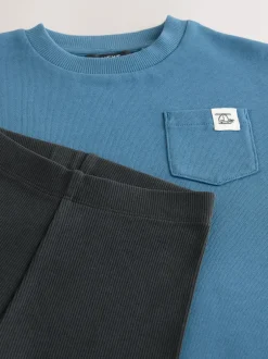 Tops|Sets En Outfits*Next Blauw/pastelgeel/groen - Set van 3 lange mouwen top en legging (3mnd -7jr)
