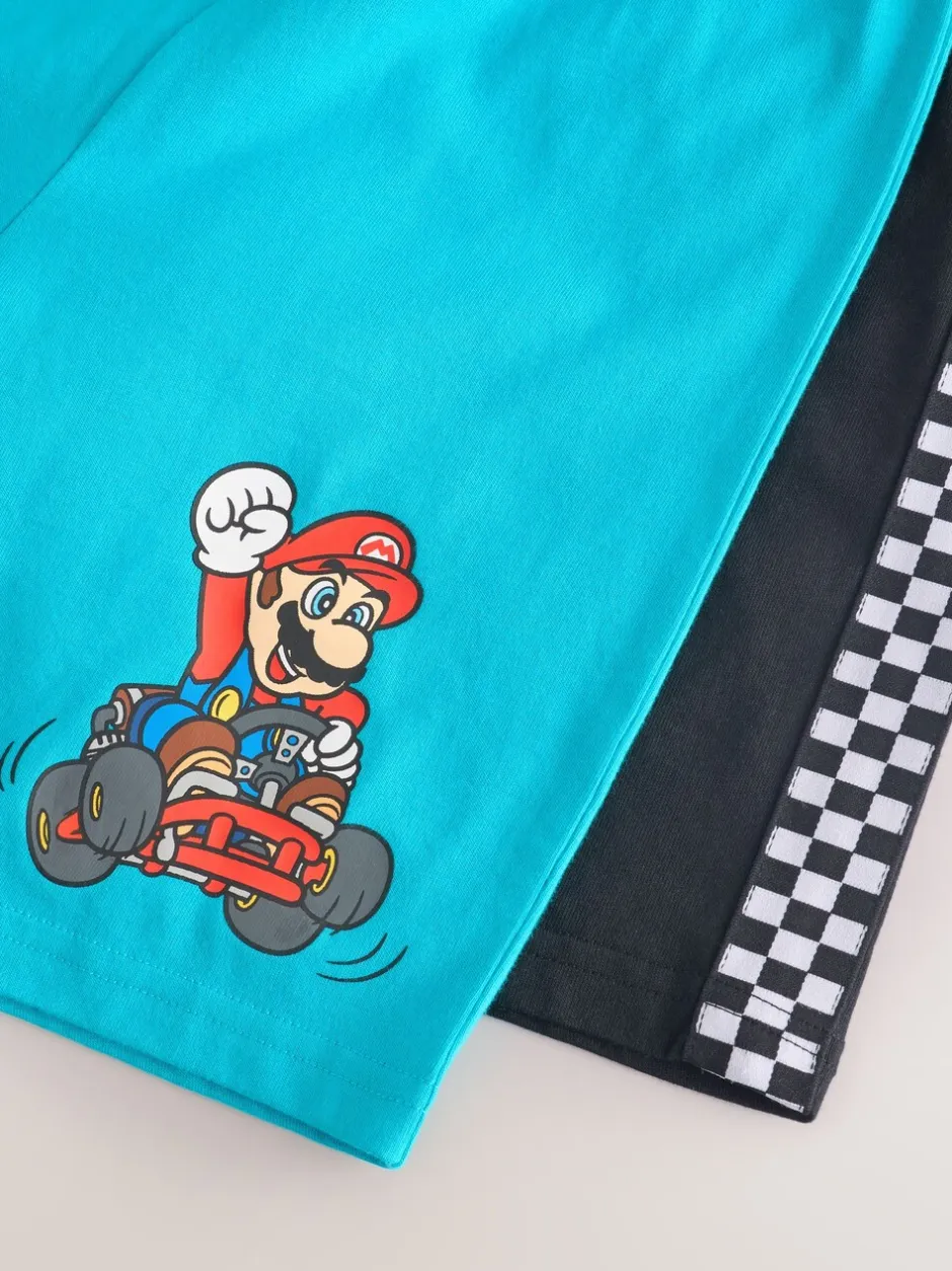 Pyjama's|Next Blauw/rode Mario Kart - Korte 100% katoenen pyjama's verpakking van 2 (3 - 16 jr)