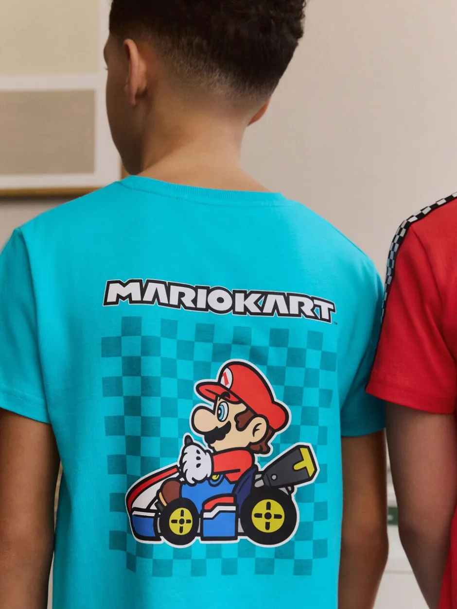 Pyjama's|Next Blauw/rode Mario Kart - Korte 100% katoenen pyjama's verpakking van 2 (3 - 16 jr)