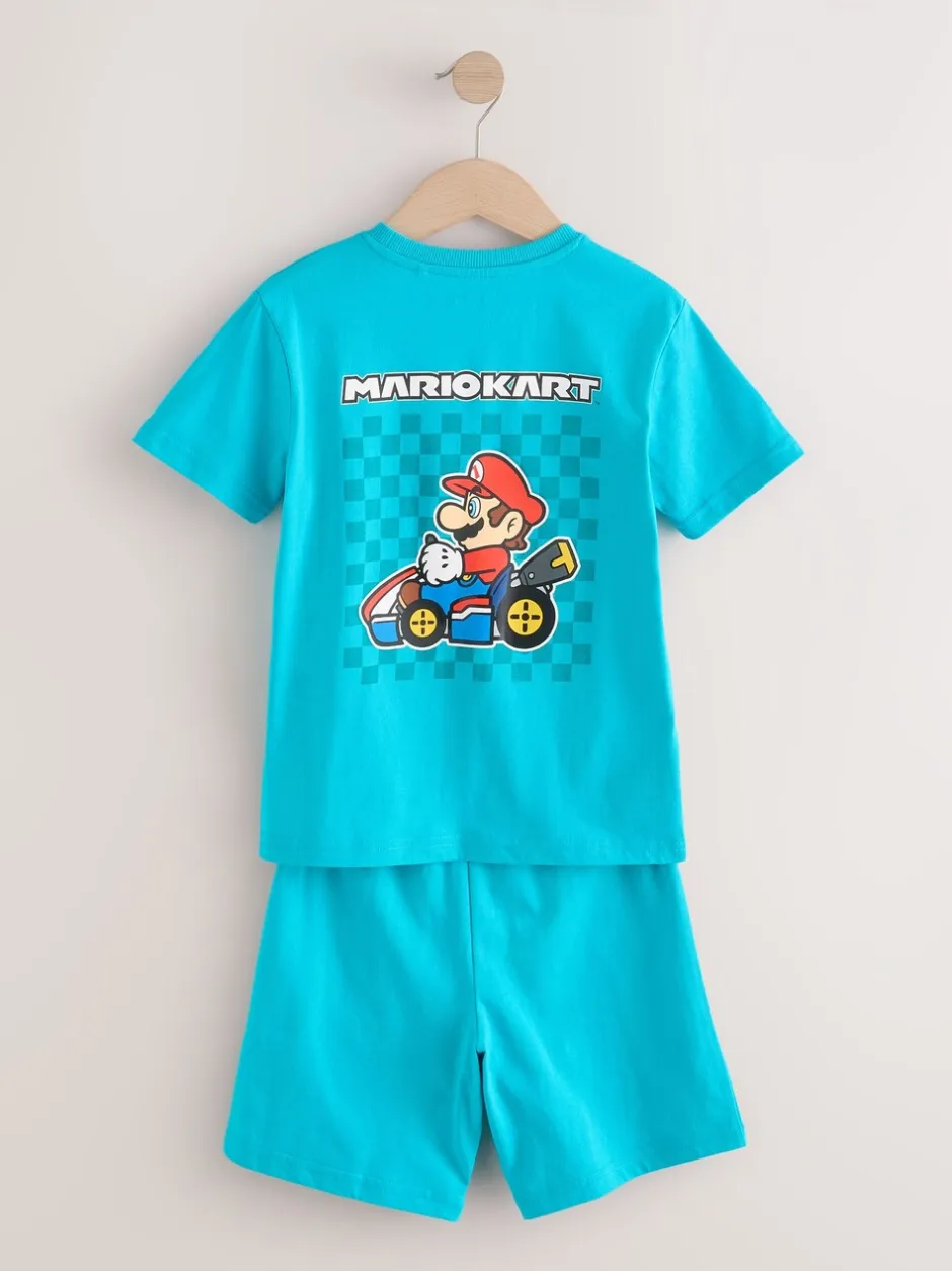 Pyjama's|Next Blauw/rode Mario Kart - Korte 100% katoenen pyjama's verpakking van 2 (3 - 16 jr)