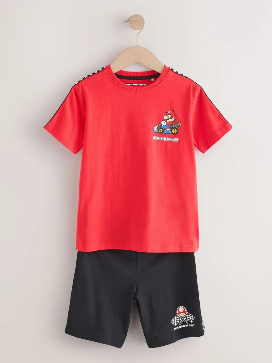 Pyjama's|Next Blauw/rode Mario Kart - Korte 100% katoenen pyjama's verpakking van 2 (3 - 16 jr)