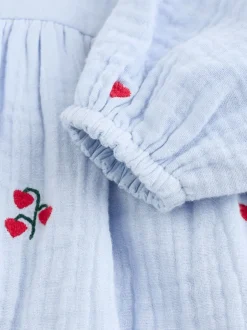 Jurken|Jurken|Next Blauw/rood - Baby Long Sleeve Embroidered Dress (0mths-2yrs)