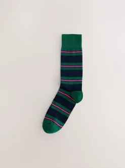 Sokken|Sokken*Next Blauw/rood/bruin gestreept - Set van 8 sokken met patroon