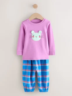 Nachtkleding En Pyjama's|Pyjama's*Next Blauw/roze met figuurtjes - Check Woven Bottoms Pyjamas 2 Pack (9mths-10yrs)