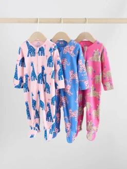 Multipacks|Babypakjes En Babypyjama's*Next Blauw/roze met karakteristieke dierenprint - 3 Pack Baby-pyjama's met tweewegrits (0mnd -2jr)