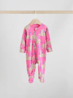 Multipacks|Babypakjes En Babypyjama's*Next Blauw/roze met karakteristieke dierenprint - 3 Pack Baby-pyjama's met tweewegrits (0mnd -2jr)
