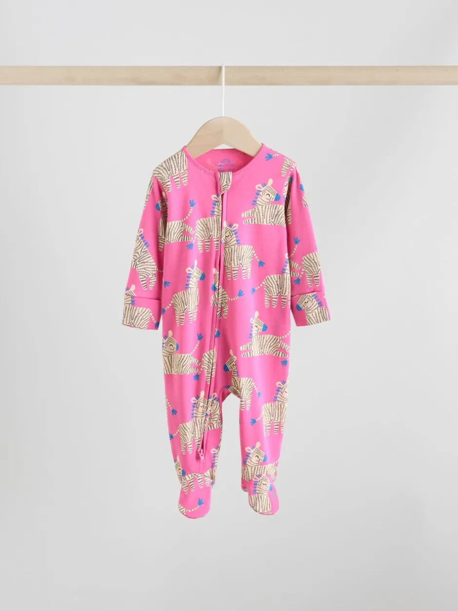 Multipacks|Babypakjes En Babypyjama's*Next Blauw/roze met karakteristieke dierenprint - 3 Pack Baby-pyjama's met tweewegrits (0mnd -2jr)