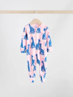 Multipacks|Babypakjes En Babypyjama's*Next Blauw/roze met karakteristieke dierenprint - 3 Pack Baby-pyjama's met tweewegrits (0mnd -2jr)