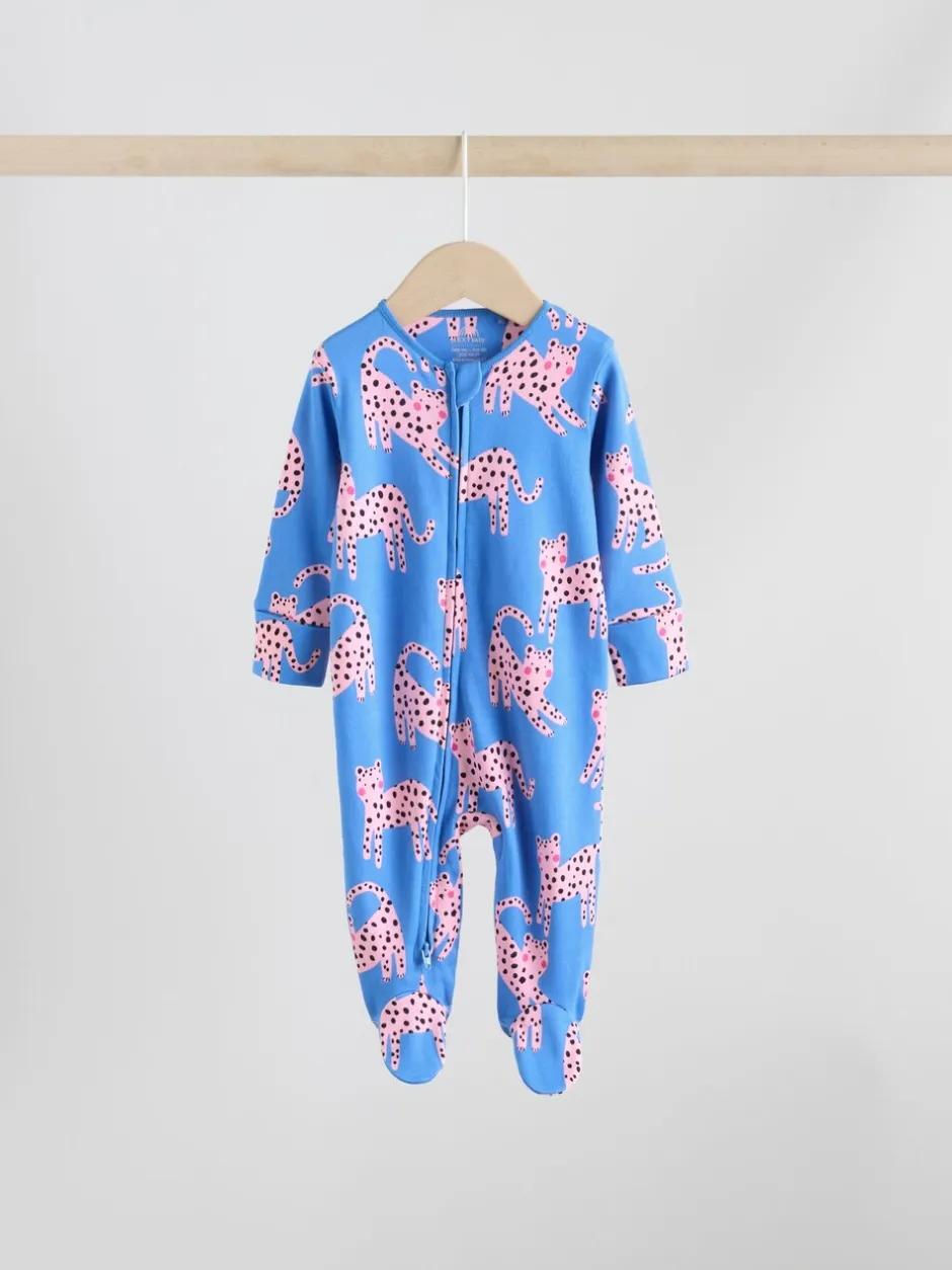 Multipacks|Babypakjes En Babypyjama's*Next Blauw/roze met karakteristieke dierenprint - 3 Pack Baby-pyjama's met tweewegrits (0mnd -2jr)